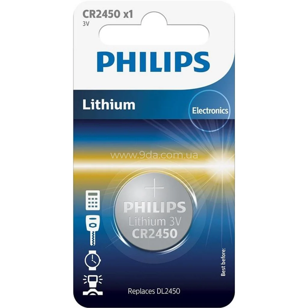 Батарейка Philips CR2450 3V Lithium (CR2450/10B) - 1