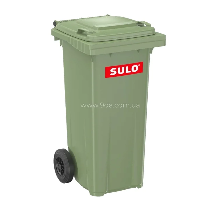 Контейнер пластиковий сміттєвий 2х колісний 120л, зелений RAL 6011, Citybac, SULO - 1