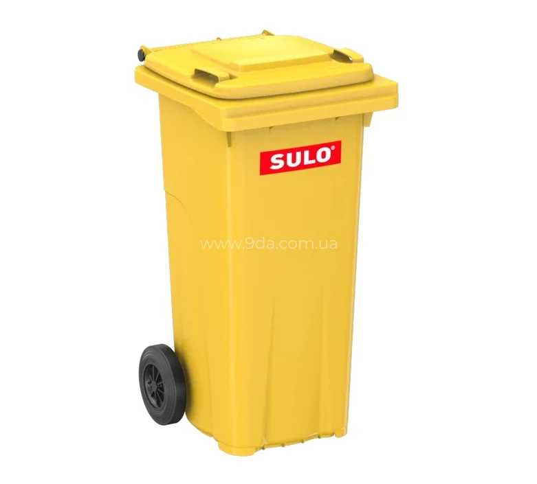 Контейнер пластиковий сміттєвий 2х колісний 120л, жовтий RAL 1018, Citybac, SULO - 1