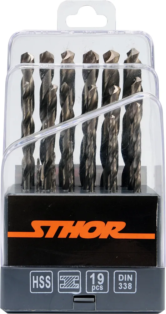 Набір свердл по металу 19 предметів, 1,0-10,0мм, HSS, DIN338, 21999, Sthor - 1