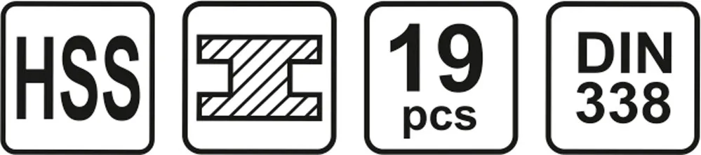 Набір свердл по металу 19 предметів, 1,0-10,0мм, HSS, DIN338, 21999, Sthor - 3