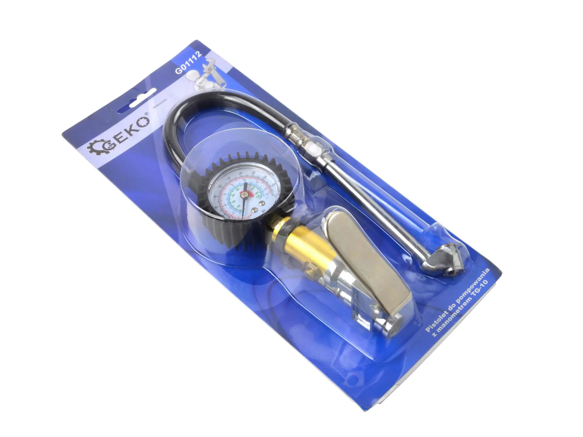 Пневмопістолет для підкачки коліс з манометром 0-15 bar, 1/4", шланг 33см, G01112, Geko - 5