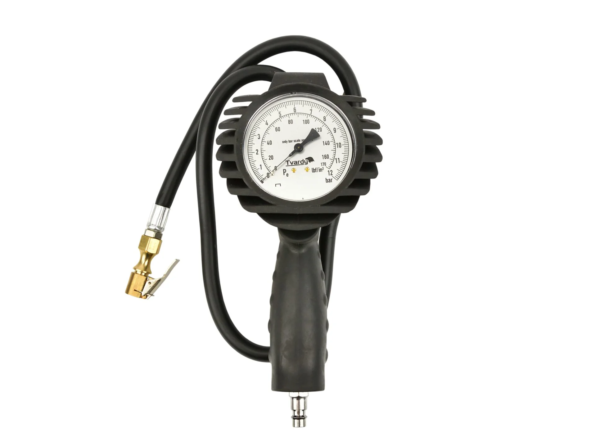 Пневмопістолет для підкачки коліс з манометром 0-12 bar, 1/4", шланг 95см, T00240, Tvardy - 2