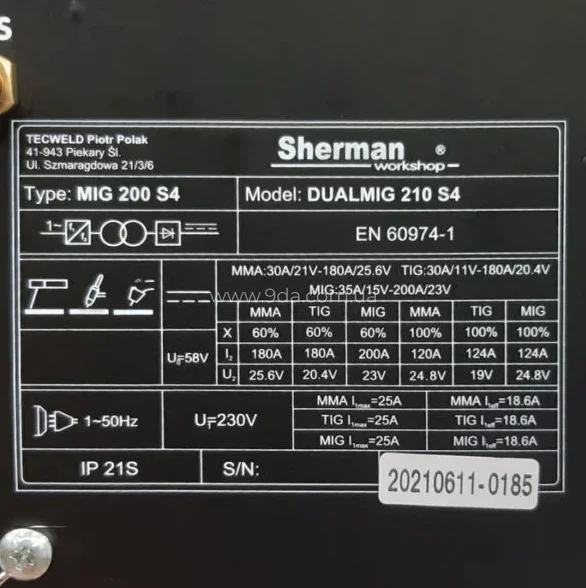 Зварювальний напівавтомат 220В., 200А/60%, IGBT, Sherman workshop - 7