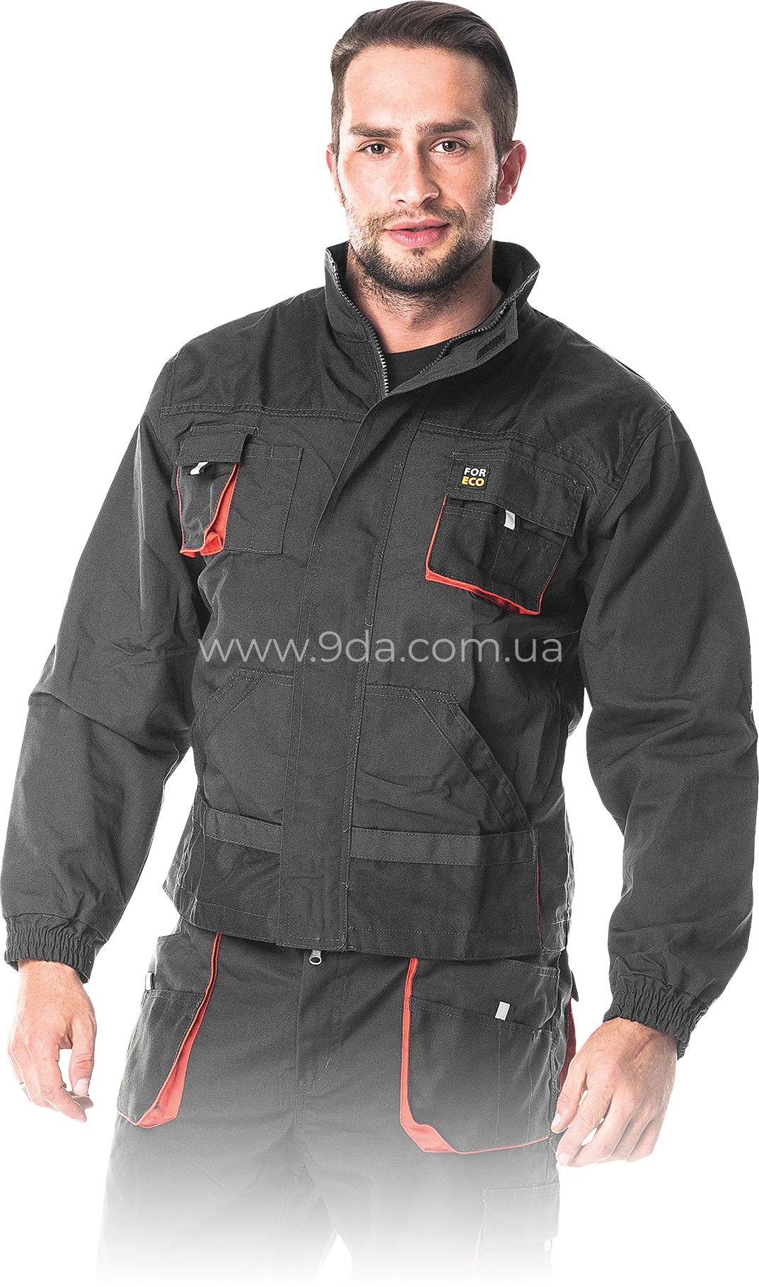 Куртка робоча Foreco, 80% поліестер, 20% бавовна, 260г/м², сіро-чорно-помаранчовий, FORECO-J SBP, Reis - 1
