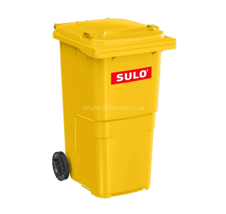 Контейнер пластиковий сміттєвий 2х колісний 240л, жовтий RAL 1018, Citybac, SULO - 1