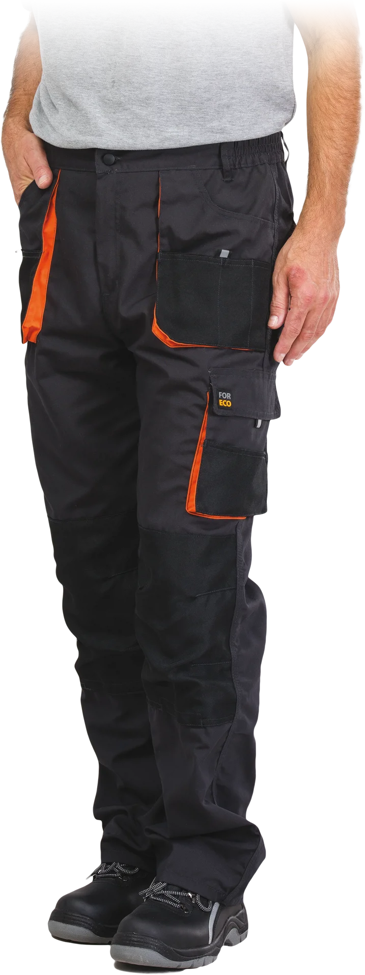 Штани робочі Foreco, 80% поліестер, 20% бавовна, 260г/м², сіро-чорно-помаранчовий, FORECO-T SBP, Reis - 2