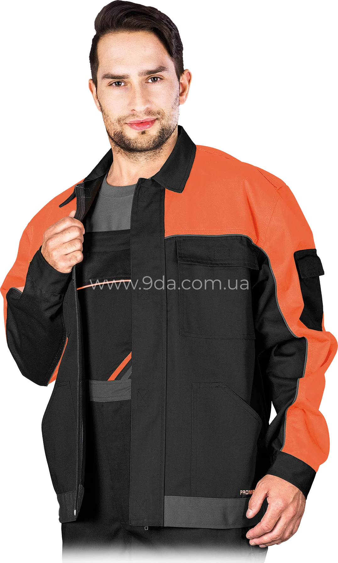 Куртка робоча Pro Master, 65% поліестер, 35% бавовна, 300г/м², чорно-помаранчево-сірий, PRO-J BPS, Reis - 1