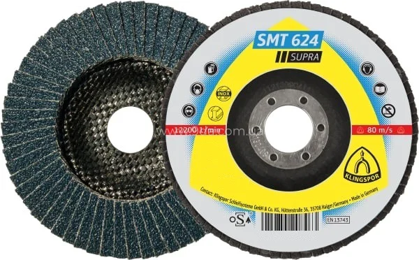 Круг шліфувальний пелюстковий 150х22,23мм, SMT624 Supra, Р.80, випуклий, Klingspor - 1