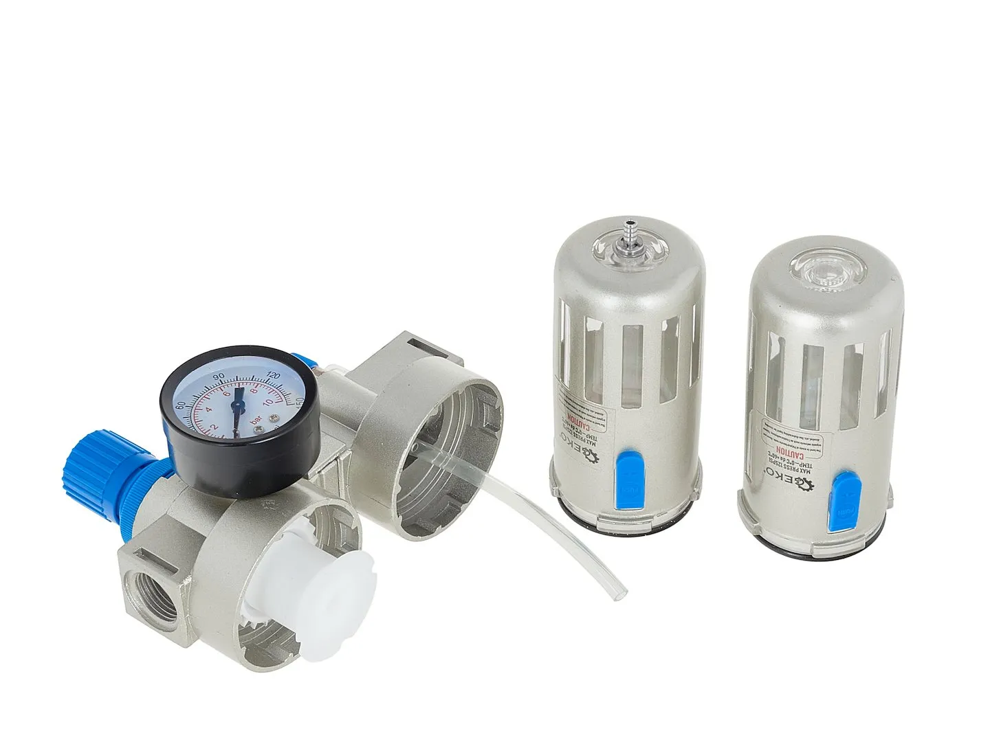 Блок підготовки повітря 1/2" (регулятор, фільтр, маслянка) 0-9 бар, в комплекті з швидкознімачем та штуцером G03164, Geko - 3