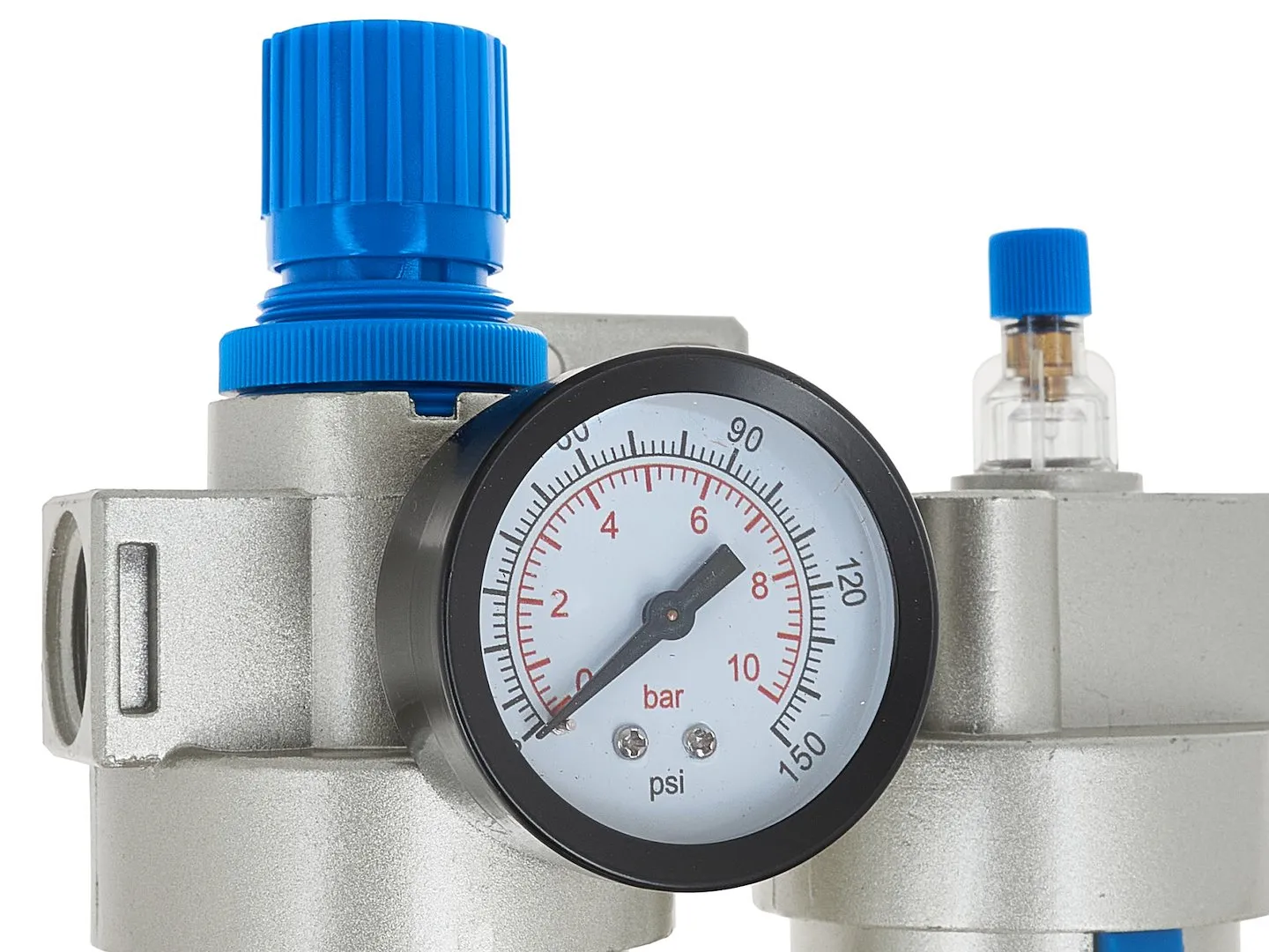 Блок підготовки повітря 1/2" (регулятор, фільтр, маслянка) 0-9 бар, в комплекті з швидкознімачем та штуцером G03164, Geko - 4