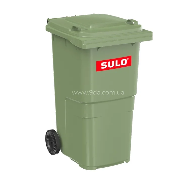 Контейнер пластиковий сміттєвий 2х колісний 240л, зелений RAL 6011, Citybac, SULO - 1