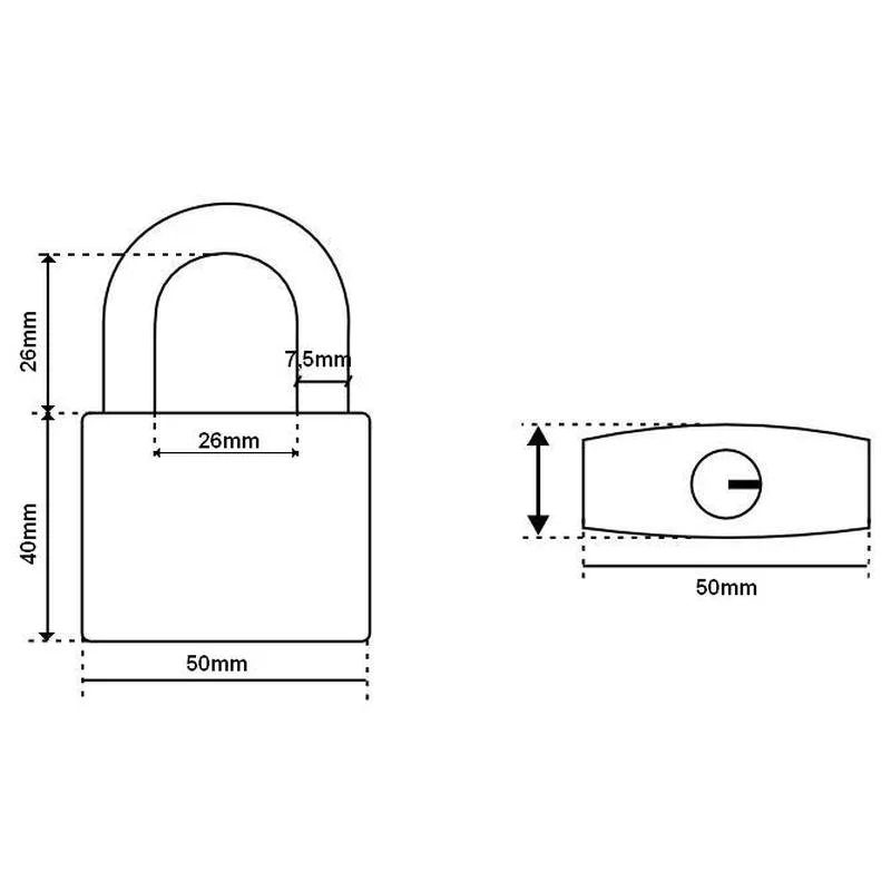 Замок навісний 50мм, автомат, корпус чугун, 5кл,  Atom (10/100) - 2