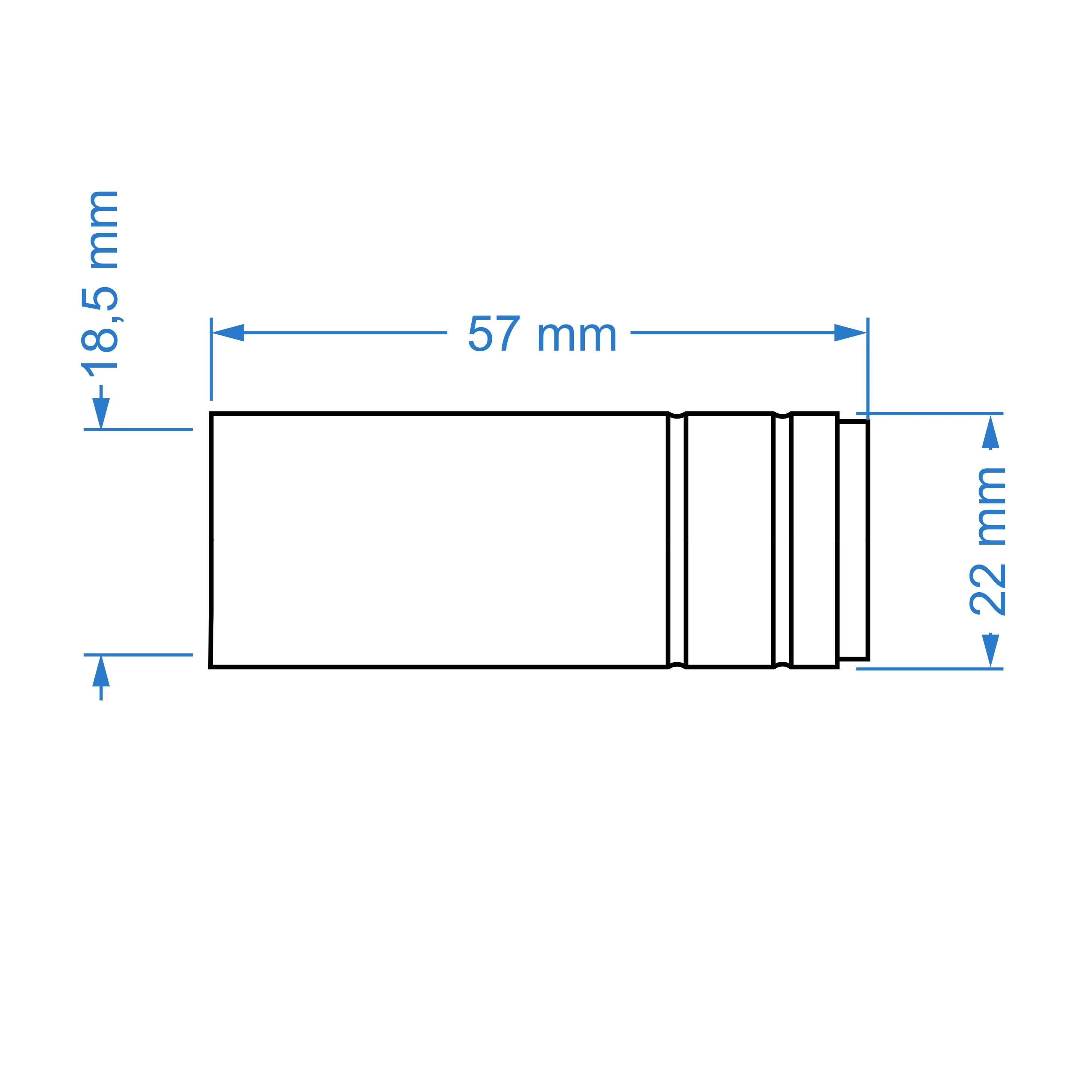 Сопло газове MIG 25 - циліндричне ф18,5мм, L=57мм, 145.0042K, KWeld - 2