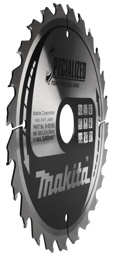 Диск пиляльний по дереву для акум. пил SPECIALIZED 190x30 мм 24T, B-09195, CN, 8202310000, A, Makita - 2