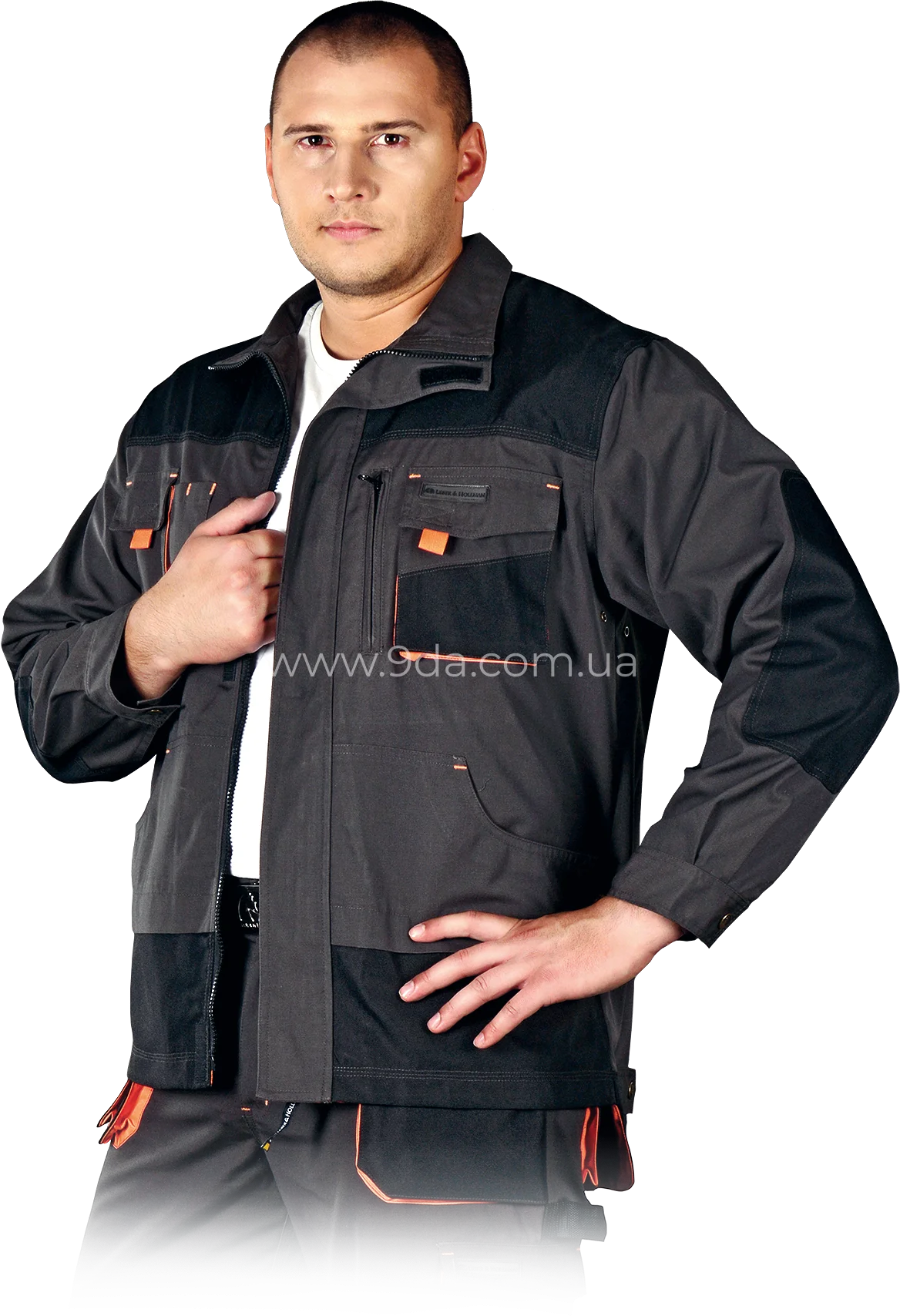 Куртка робоча Formen, 65% поліестер, 35% бавовна, 300г/м², сіро-чорно-помаранчовий, LH-FMN-J SBP, Leber&Hollman - 1
