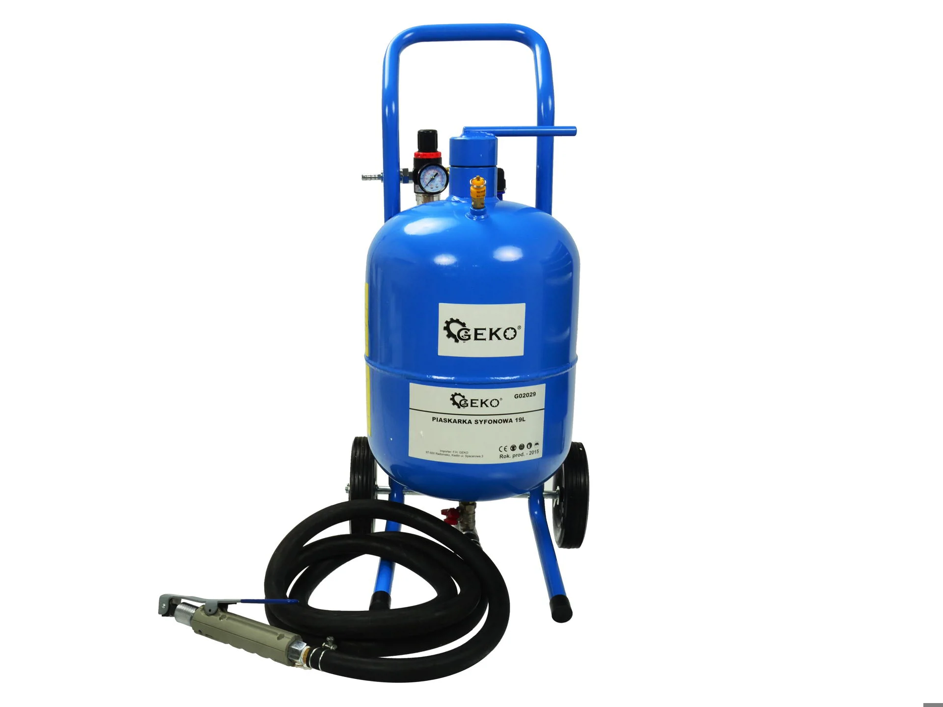 Піскоструминний мобільний апарат 19л, 4,1-8,6 бар, 170-700 л/хв, G02029, Geko - 14