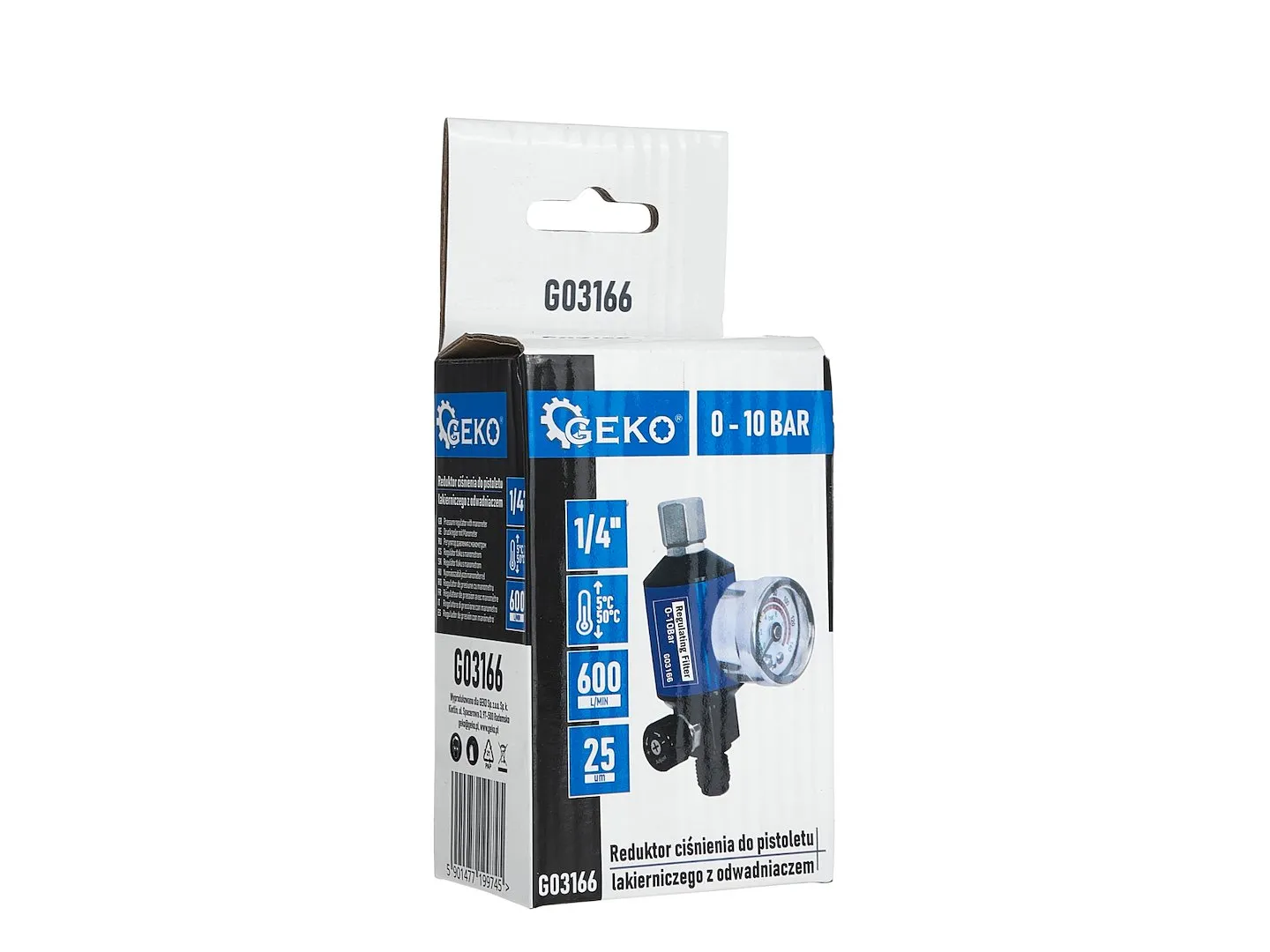 Регулятор тиску повітря 1/4" для фарбопульта з водозбірником 0-10 бар, 600 л/хв, G03166, Geko - 5