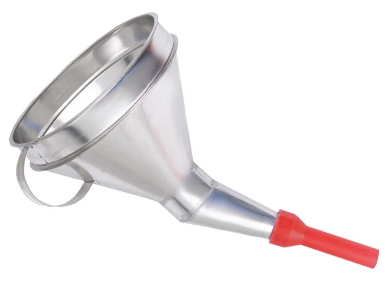 Лійка металева коса, ф165мм, оцинкована, горловина 30мм, з пластиковим накінечником ф20мм, KWeld - 1