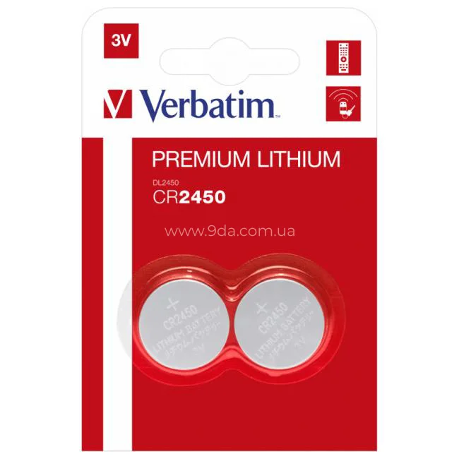 Батарейка Verbatim CR2450 (DL2450) 3V 2шт - 1