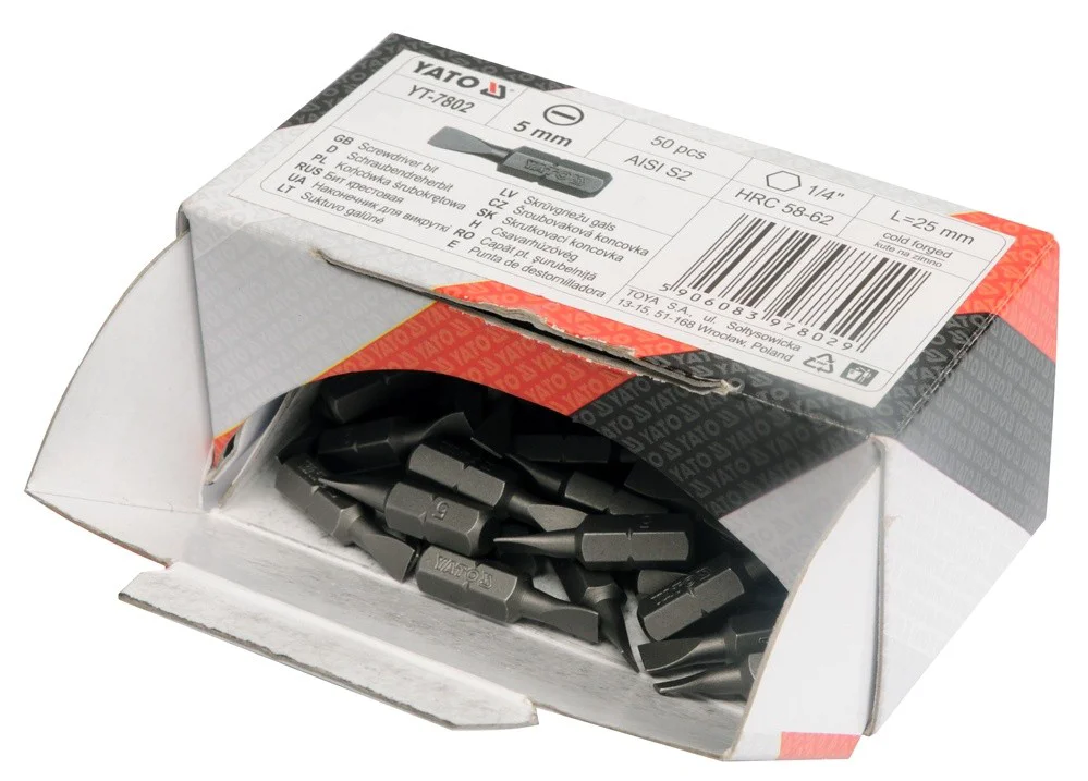 Біта торцева PH2x25мм, 1/4", (6,35мм), (50шт), AISI S2, YT-7808, Yato - 2