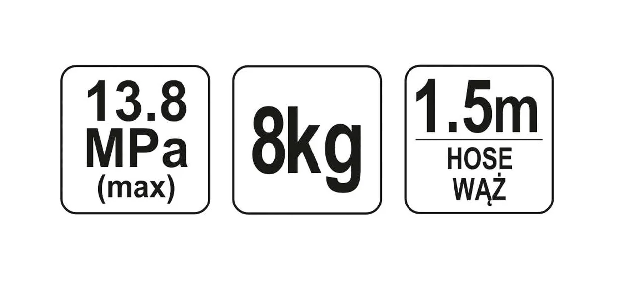 Помпа мастильна з соплом із шлангом, ручна  L=1500мм., V=8л.,P=13,8 MPA., 5кг. Yato - 2