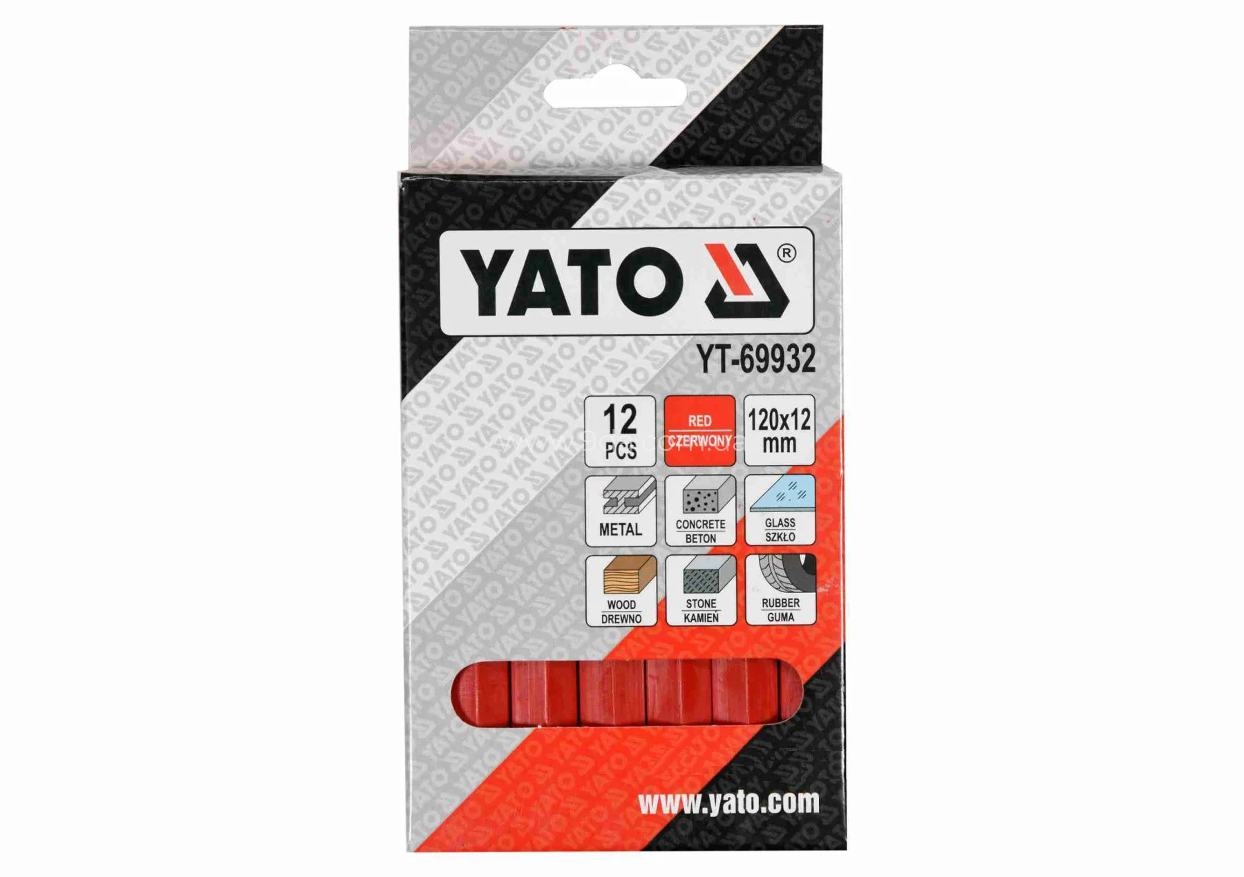 Крейда червона для маркування на різних поверхнях 120х12мм, 12од, YT-69932, Yato - 3