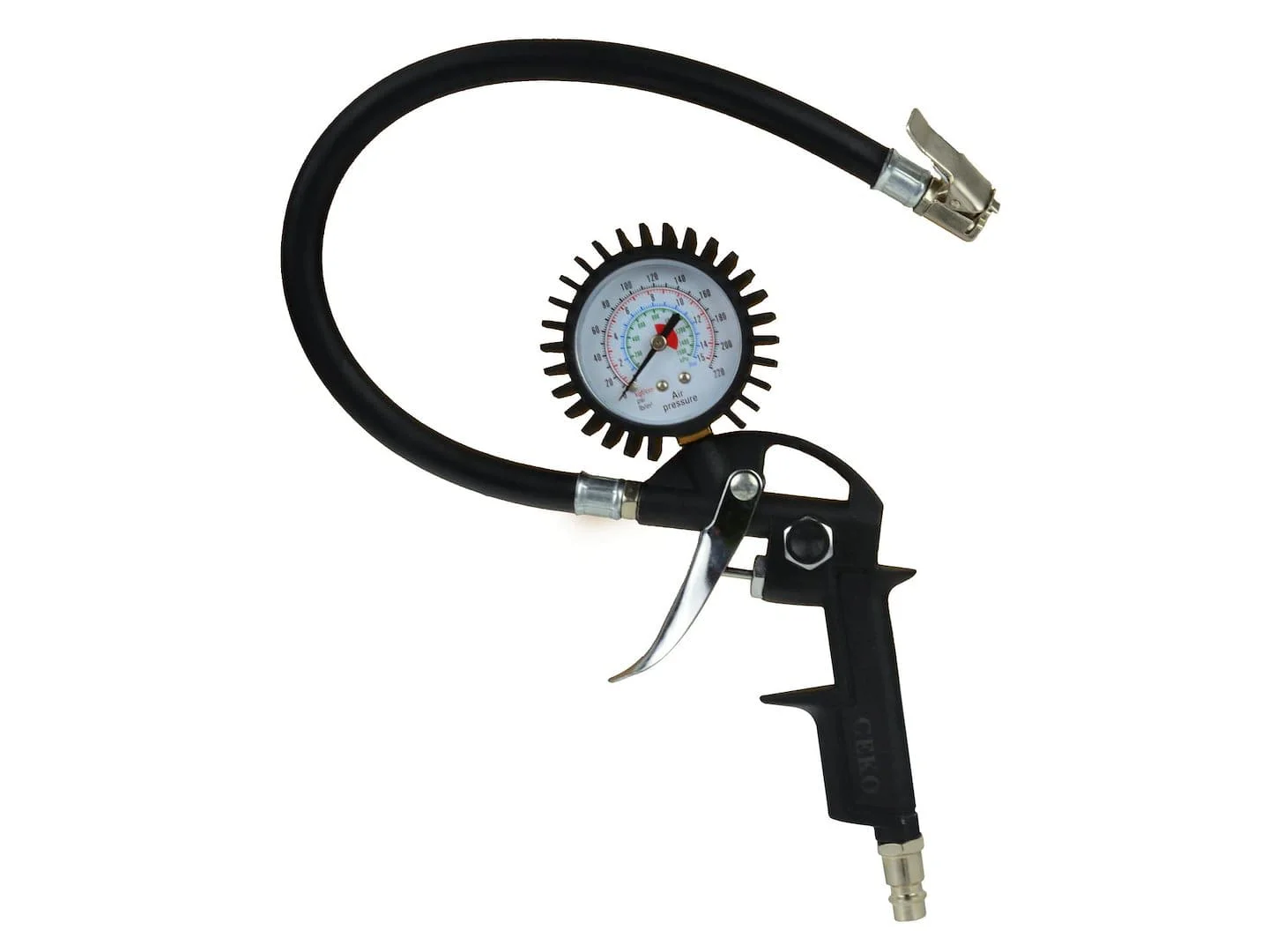 Набір пневматичний 5од, (краскопульт, продувний пістолет, пістолет підкачування, пістолет для промивання, шланг спіральний 5м), G01100, Geko - 4