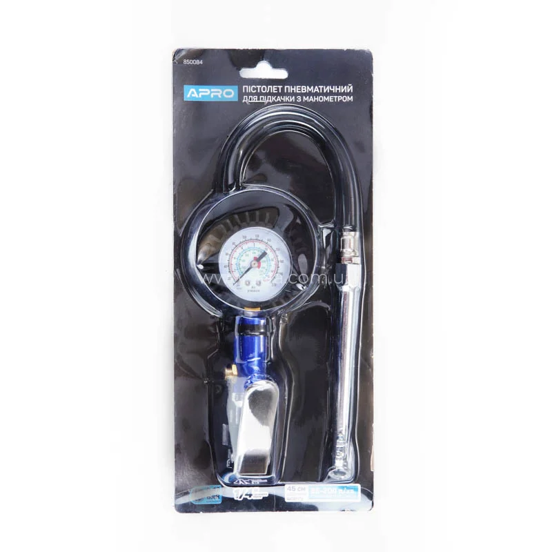 пневмопістолет для підкачки коліс вантажних авто (подовж. наконечник), 0-12 бар, APRO - 2