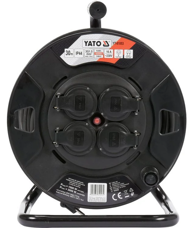 Подовжувач на котушці 30м, 3x1,5мм²-H05RR-F, 4 гнізда, 16A IP44, YT-81053, Yato - 2